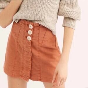 FREE PEOPLE Every Minute Every Hour Mini Skirt in Burnt Orange  Size 4